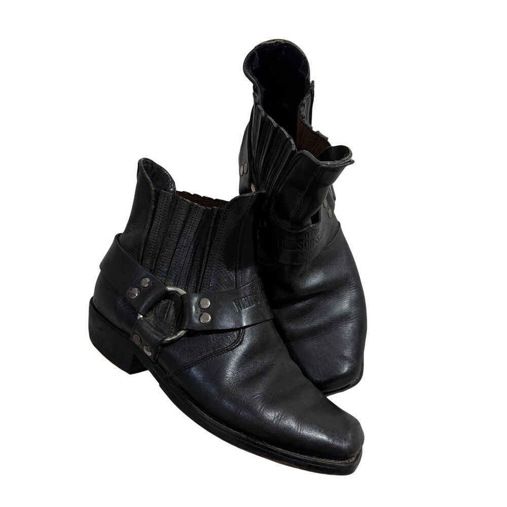 Windsor Smith Black Leather Harness Boots